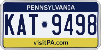 PA license plate KAT9498