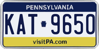 PA license plate KAT9650