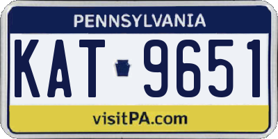 PA license plate KAT9651