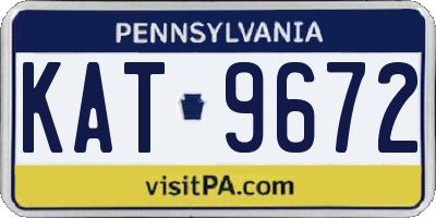 PA license plate KAT9672