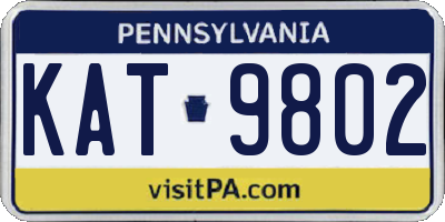 PA license plate KAT9802