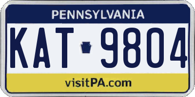 PA license plate KAT9804