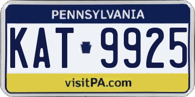 PA license plate KAT9925