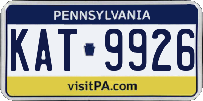 PA license plate KAT9926
