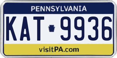 PA license plate KAT9936