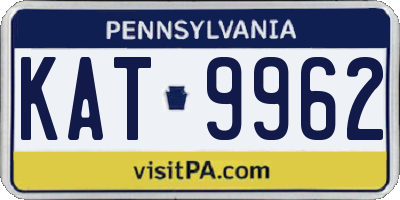 PA license plate KAT9962