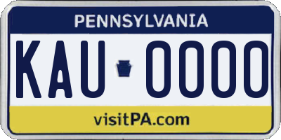 PA license plate KAU0000