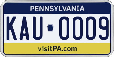 PA license plate KAU0009