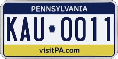 PA license plate KAU0011