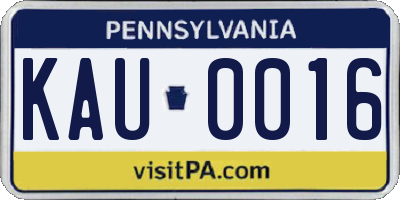 PA license plate KAU0016