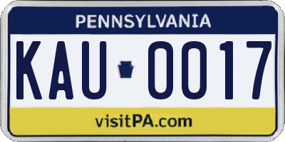 PA license plate KAU0017