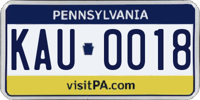 PA license plate KAU0018