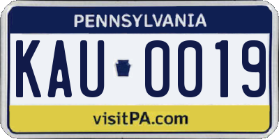 PA license plate KAU0019