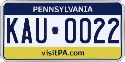 PA license plate KAU0022
