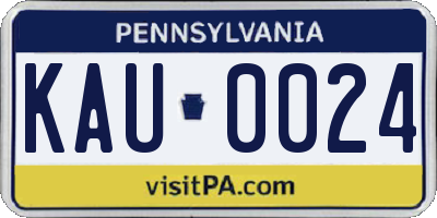 PA license plate KAU0024