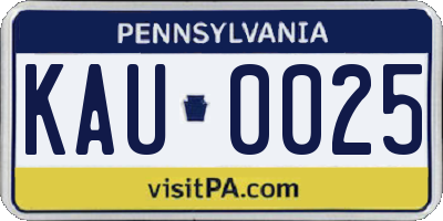 PA license plate KAU0025