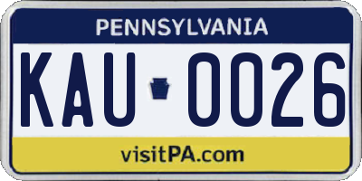 PA license plate KAU0026