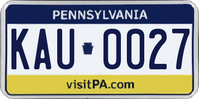 PA license plate KAU0027