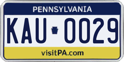 PA license plate KAU0029