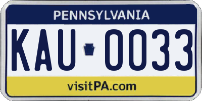 PA license plate KAU0033