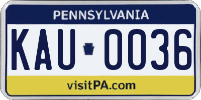 PA license plate KAU0036