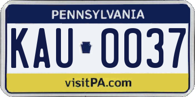 PA license plate KAU0037