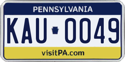 PA license plate KAU0049
