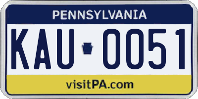 PA license plate KAU0051