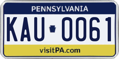 PA license plate KAU0061