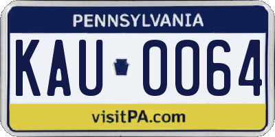 PA license plate KAU0064