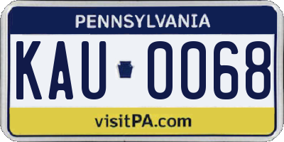 PA license plate KAU0068