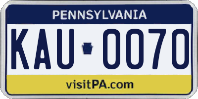 PA license plate KAU0070