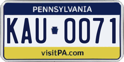 PA license plate KAU0071