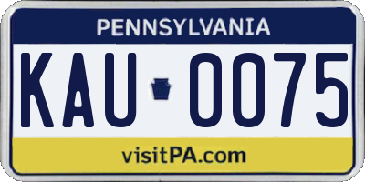 PA license plate KAU0075