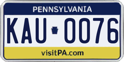PA license plate KAU0076