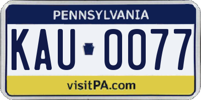 PA license plate KAU0077