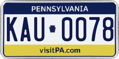 PA license plate KAU0078