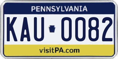PA license plate KAU0082