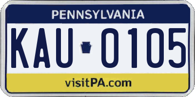 PA license plate KAU0105