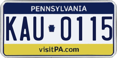 PA license plate KAU0115