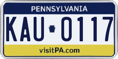 PA license plate KAU0117