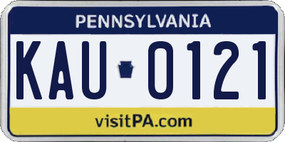 PA license plate KAU0121