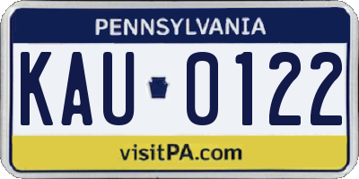 PA license plate KAU0122