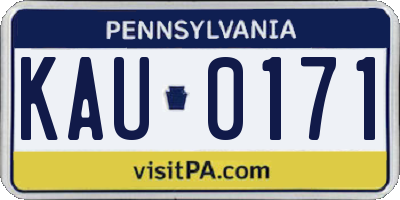 PA license plate KAU0171