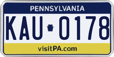 PA license plate KAU0178