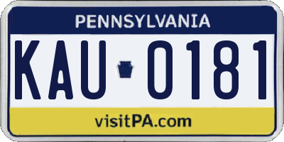 PA license plate KAU0181