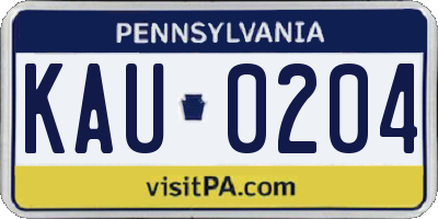 PA license plate KAU0204