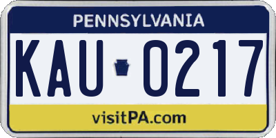 PA license plate KAU0217