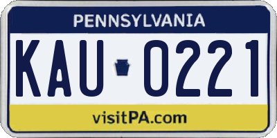 PA license plate KAU0221