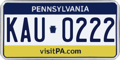 PA license plate KAU0222